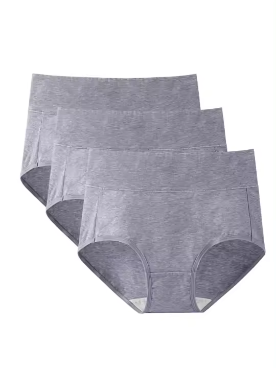 Ropa interior de algodón para mujer, bragas de cintura alta, cobertura total, Control de barriga, paquete de 3 - 1