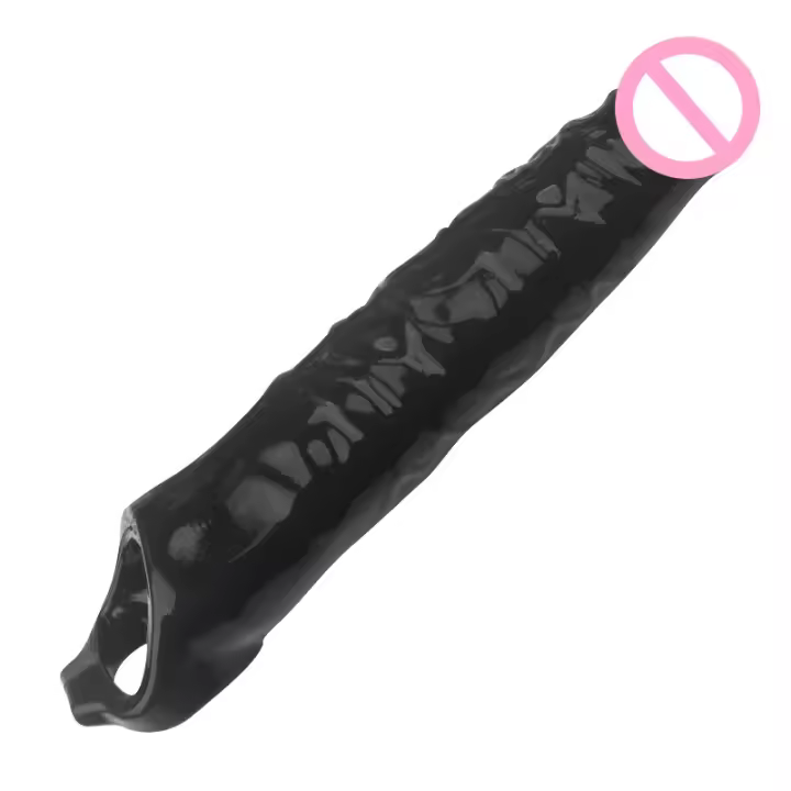 Funda de extensión de pene con anillos para testículos, extensión de puño para hombres, funda suave para extensión, aplicador de agrandamiento de pene elástico seguro para el cuerpo para hombres y parejas - 1