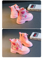 Botas de algodón informales para niñas, botines de PU británico, color rosa suave con cremallera lateral, a la moda, Otoño e Invierno - details 10