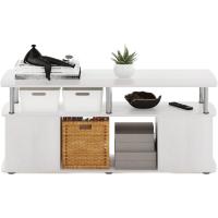 Compartimento de Almacenamiento Abierto, Madera de ingeniería, Roble Blanco/Acero Inoxidable, 1 Paquete - details 2