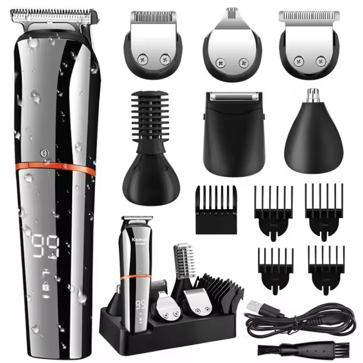 Afeitadora Kemei Digital Original todo en uno para hombres afeitadora de cejas y barba kit de aseo de peluquería - 1