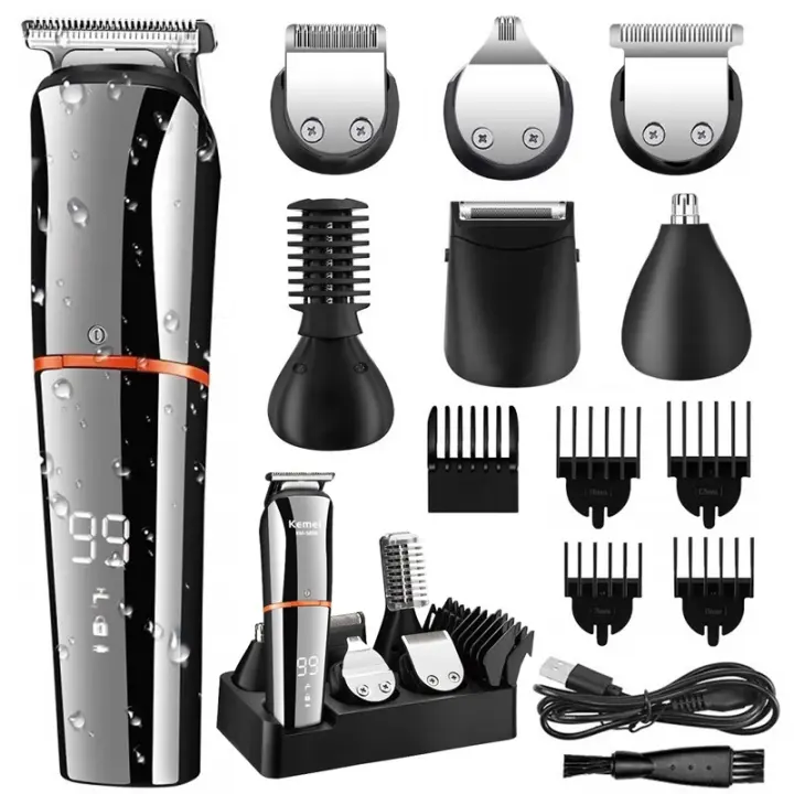 Afeitadora Kemei Digital Original todo en uno para hombres afeitadora de cejas y barba kit de aseo de peluquería - 1