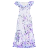 Pausa para el café Vestido floral de verano con suave viento francés, hombro de una palabra con cuello en V Un vestido de péndulo JY25242 - details 14
