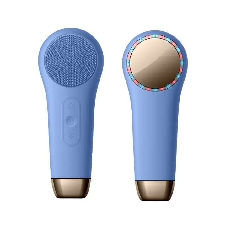 radiofrecuencia facial Limpieza eléctrica de silicona Kem dispositivo portátil de limpieza de vibración acústica de cepillo de aplicación en frío y calor masajeador Cepillo facial eléctrico - 1