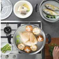 Olla vaporera multiusos de 2 capas con rejilla de vapor, doble caldera, utensilios de cocina de acero inoxidable, olla humeante para sopa espesa - details 13