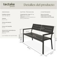 Banco de Jardín Moderno para Dos Personas, Estructura de Aluminio Resistente, Banco Jardin, Asiento de Poliestireno Efecto Madera, Ideal para Patio y Terraza Exterior - Oscuro - details 2