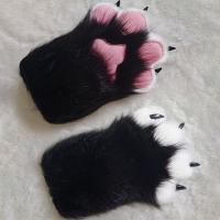 Guantes de disfraz de Cosplay de dibujos animados, traje de Fursuit Kigurumi, guantes de pata de gato de peluche, accesorios de Cosplay peludos gruesos, regalos - details 12