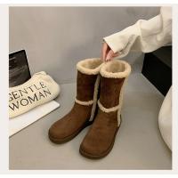 Botas de mujer de punta redonda de felpa,tacón alto,elegantes,invierno - details 30
