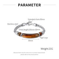 Pulsera vintage de moda para hombre – Piedra de ojo de tigre y cadena de acero inoxidable – Joyería de acero de titanio - details 11