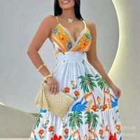 Vestido largo sin tirantes para mujer, prenda sexy de longitud completa, color blanco, sin mangas, estilo tropical, ideal para la playa y las vacaciones - details 2