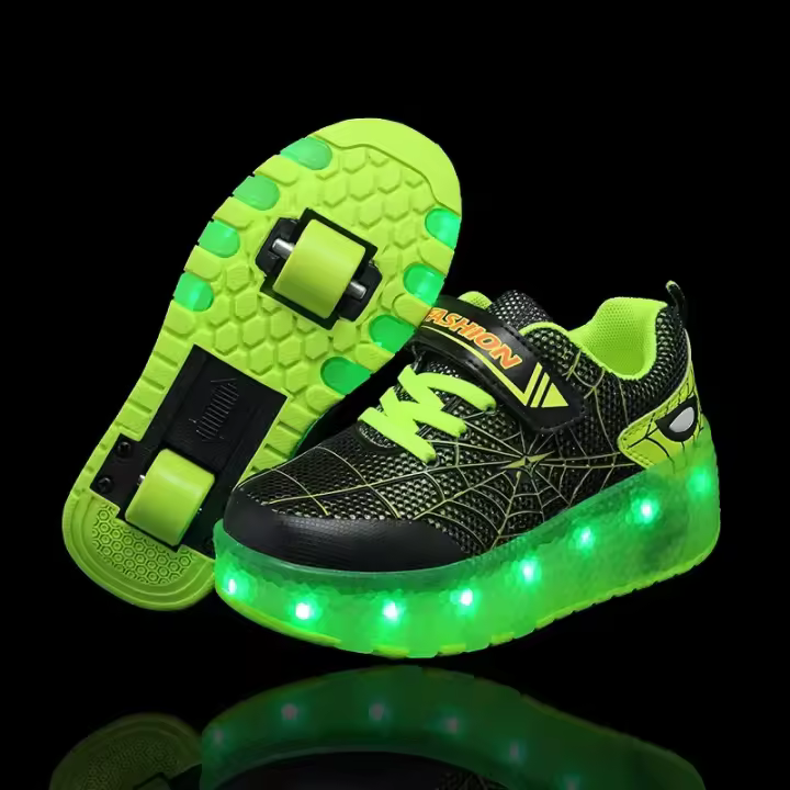 Zapatillas De Deporte Para Niño, Zapatos Luminosos Con Carga Usb De Malla De Dibujos Animados De Araña, Patines Deportivos Para Exteriores, Zapatos De Skate Para Niños Y Niñas, Zapatos Informales - 1