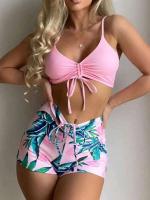 Bikinis con cordón frontal, cintura alta para mujer, bañadores de mujer, bañador para nadar, ropa de playa 2025 - details 65