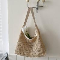Bolso de paja tejido hecho a mano Simple, bolso de mano de estilo bohemio, bolso de rafia, bolsos de playa de gran capacidad para verano - details 27