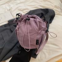 Bolso tipo cubo con cordón de estilo coreano, bandolera de nailon de gran capacidad de Color sólido, bolso de hombro de malla con correa ajustable - details 11