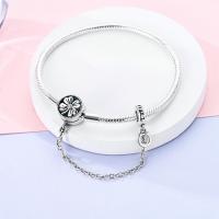 Plata de Ley 925, trébol de cuatro hojas de la suerte, cadena de seguridad, pulsera con dijes, colgantes, joyería fina para mujeres y niñas - details 2