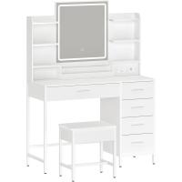 Espejo HD con Luces LED Ajustables Moderno, Blanco-Dorado, 5 Cajones y 10 Compartimentos, Enchufable y USB - details 22