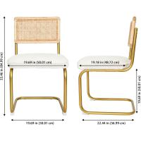 Pack de 2 Comedor Tapizadas, Sillas de Cocina Modernas con Patas de Metal, Gran Estabilidad y Capacidad de Carga, Blanco, Ratán, Vellón, Espuma - details 2