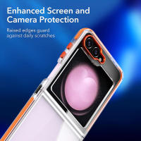 Funda con textura de fibra de carbono para Samsung Galaxy Z Flip 5, botón de Metal, protección trasera transparente - details 5