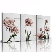 Póster de Flores Rosa Nórdicas en Lienzo 3pcs Decoración de Pared para Sala de Estar Arte de Pintura en Lienzo sin Marco para Decoración del Hogar Marca JUBEER - details 6