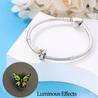 Colgante Charm Bead Plata de Ley 925 Noctilucence Mariposa Hebilla de Seguridad Cuentas Pulsera Original para Fabricación de Joyas Regalo del Día de San Valentín - details 3