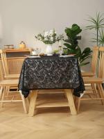 Mantel floral Ense negro, diseño estampado para cocina, salón, mesa de comedor, decoración, fiestas y eventos - details 1