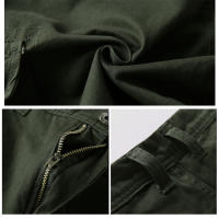 Pantalones Cargo de Verano de Algodón Color Sólido, Múltiples Bolsillos, Ajuste Suelto, Moda Casual para Hombres - details 8