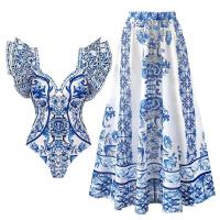 Conjunto de bikini con volantes para mujer, bikini brasileño estampado, traje de baño con falda, traje de playa para niña 2024 - details 1