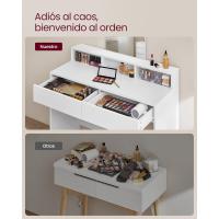 Mesa de Maquillaje con Espejo Grande, Gabinete con 2 Cajones y 3 Compartimentos, Estilo Moderno, Blanco - details 21