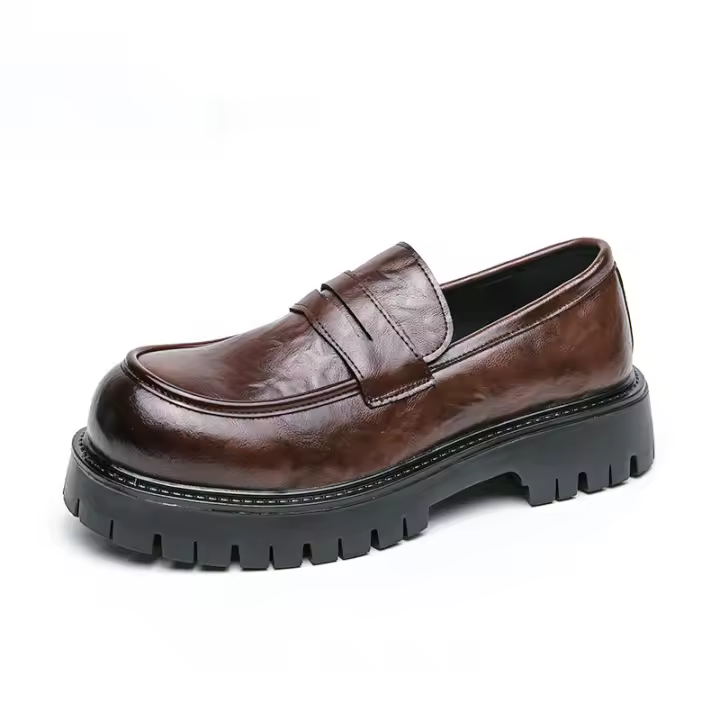 Mocasines de moda para hombre que realzan la sonrisa, zapatos de cuero formales de negocios con suela de plataforma - 1