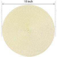 Manteles Individuales redondos trenzados, tapetes de mesa para mesas de comedor, tejidos, lavables, antideslizantes, 15 pulgadas (Beige) - details 4