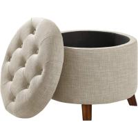 Moderno banco tapizado y acolchado con botón, para dormitorio, entrada, madera maciza, azul marino, 112 cm - details 15