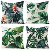 Fundas de Cojín de Lino Verde para Muebles de Jardín Juego de 4 Piezas, Tamaño 18x18 Pulgadas, Ideal para Sofá - details 0
