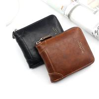 Cartera corta con cremallera para hombre, tarjetero informal de cuero PU con bolsillo para monedas - details 3