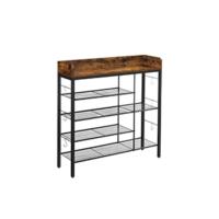 Organizador de Zapatos de Almacenamiento Alto con 3 Puertas Plegables Marrón Rústico - details 8