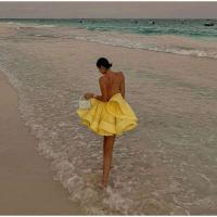 Vestido de Playa de Cintura Alta con Volantes Vestido de Vacaciones para Mujeres con Encaje de Verano con Espalda Descubierta - details 11