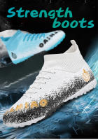 Zapatos de fútbol de marca para hombres, botas de fútbol de tobillo alto, hierba antideslizante al aire libre, zapatillas de deporte de partido de entrenamiento Multicolor, TF/FG - details 2