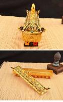 Quemador de incienso de hilo de ciervo doble, pintura hecha a mano, suministros tántricos tibetanos dorados, ocho auspiciosos para dormir - details 6