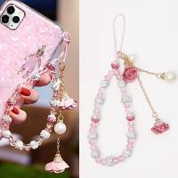Precioso cordón de flores de cristal para teléfono, cadena con nudo, llavero con cordón para teléfono móvil, bolso para mujer y niña, colgante para cámara - details 1
