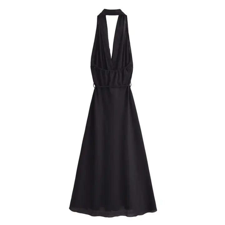 Camisola SS elegante de cintura alta para mujer con diseño sin mangas, cuello en V, lazos laterales y - 1