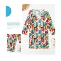Traje de baño floral con estampado Conjunto de bikini para mujer Sujetador inalámbrico con almohadilla Top deportivo Blusa de manga larga Talla grande - details 5