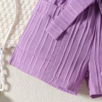 Verano nuevas niñas color sólido con tirantes plisados + conjunto de pantalones cortos con bolsa abierta - details 12