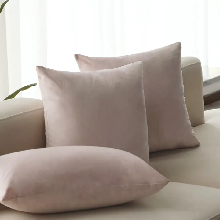 Funda de cojín de terciopelo rosa liso, varios tamaños, funda de almohada romántica para decoración del hogar, 2 uds. - 1