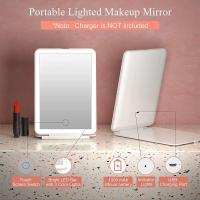 Espejo de Maquillaje Plegable LED Portátil 3 Modos de Luz Cargable USB Pantalla Táctil Rosa - details 4