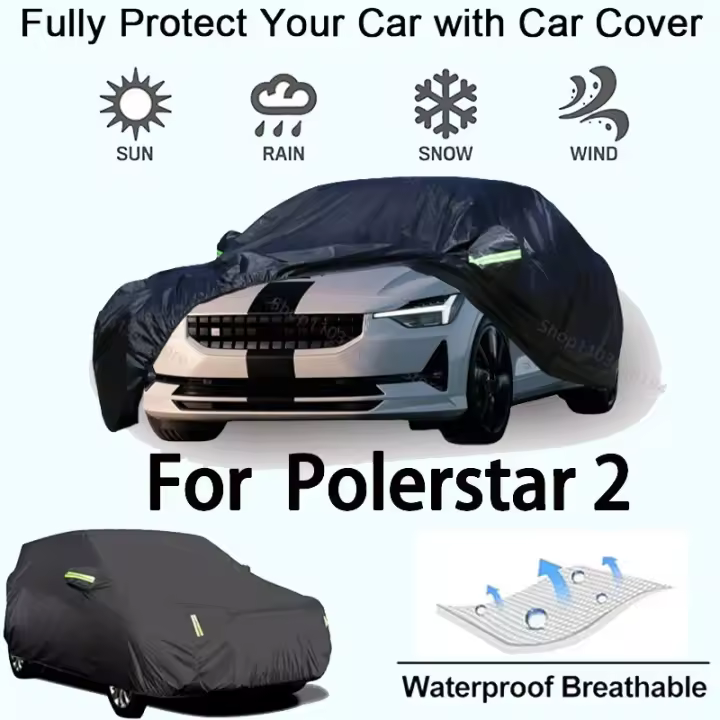 Cubierta completa para coche para Polerstar 2, equipo protector para exteriores, a prueba de nieve, protector solar, accesorios para automóviles impermeables y a prueba de polvo, negro - 1