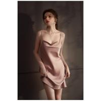 Camisón de Verano para Mujer Sin Espalda, Cuello Oscilante, Seda de Hielo, Pijama de Moda Grande, Sexy con Tirantes Finos - details 16