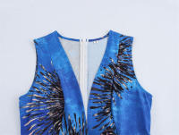 - Gran oferta Falda de mujer Vestido sin mangas plisado suelto con cuello redondo y estampado floral de verano para mujer - details 2