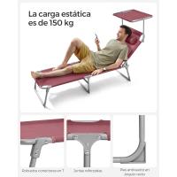 Silla de Sentado al Aire Libre Ajustable Plegable, 193 x 53 x 29 cm, Capacidad de 150 kg, con Parasol, reposacabezas, Respaldo - details 15