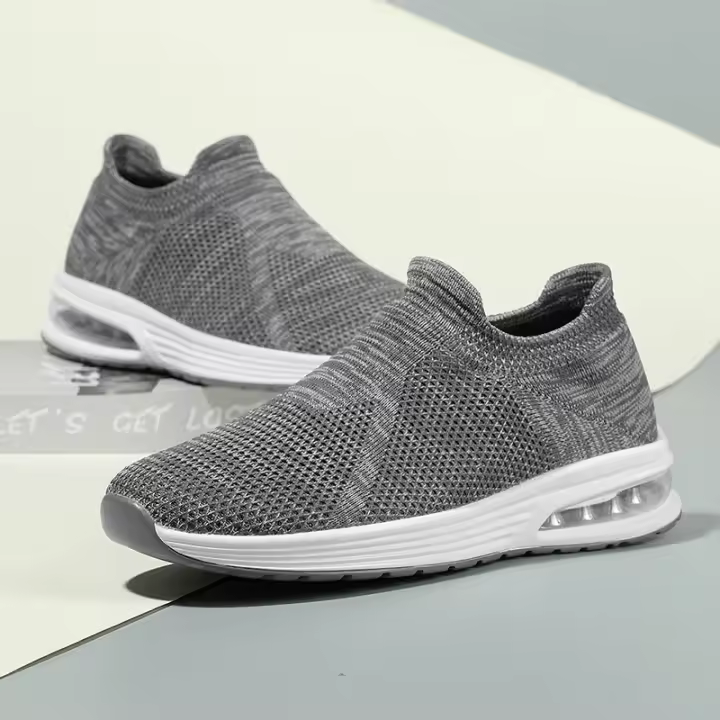 Zapatos corrientes del cojín de aire de los deportes ocasionales de la malla respirable perezosa del corte bajo de los hombres tejidos mosca - 1