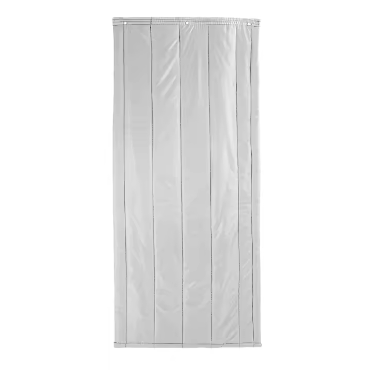Cortina de puerta con aislamiento térmico, área de cobertura grande, fuerte y duradera, tela Oxford gris compacta y ligera y fieltro de algodón blanco - 1