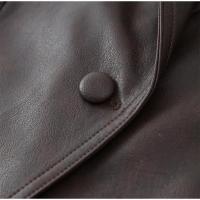 Chaqueta Corta de Cuero con Cinturón Abrigo de Moto de Manga Larga para Mujer - details 5